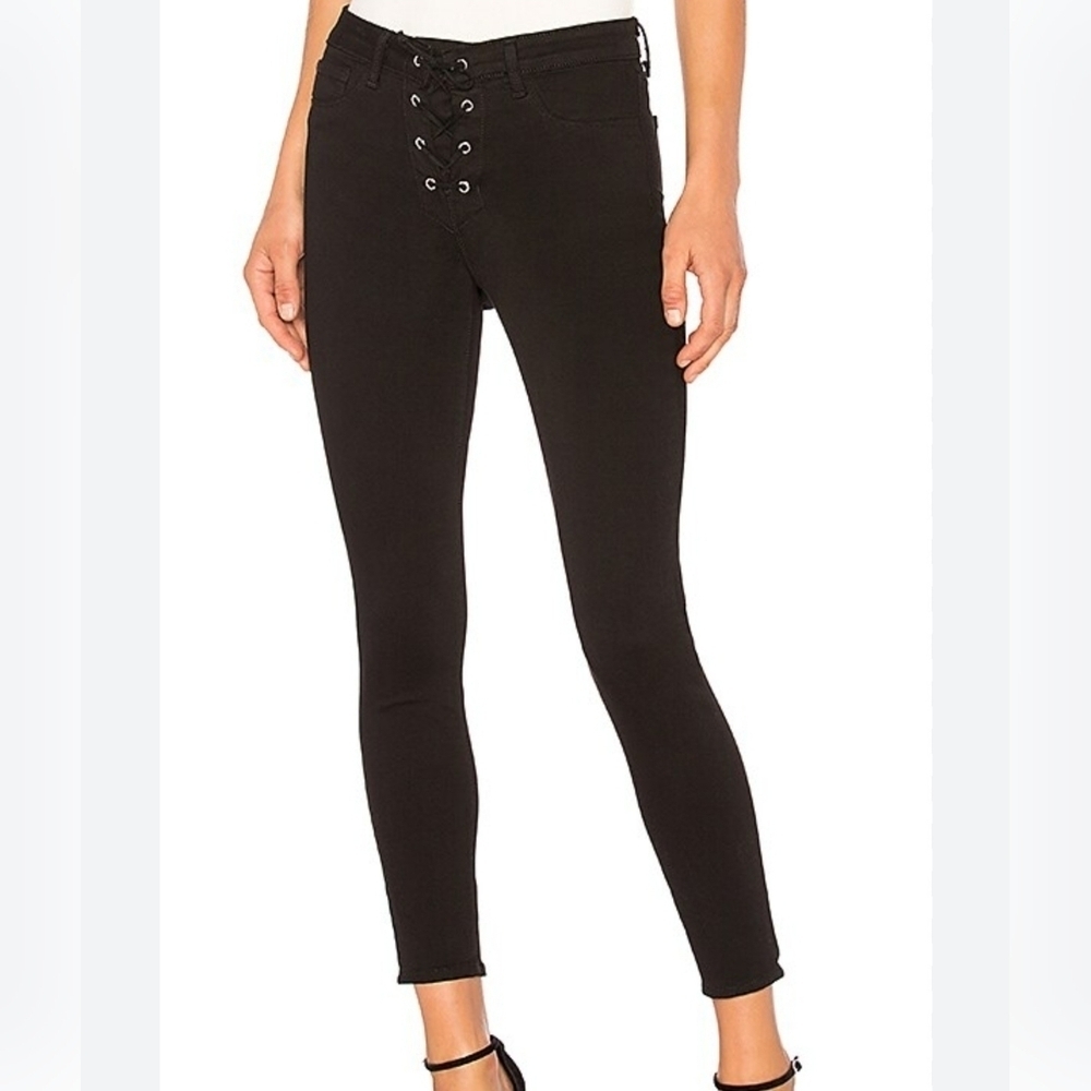 L’AGENCE The Cherie Lace-Up Black High Rise Skinny Jeans Size 27